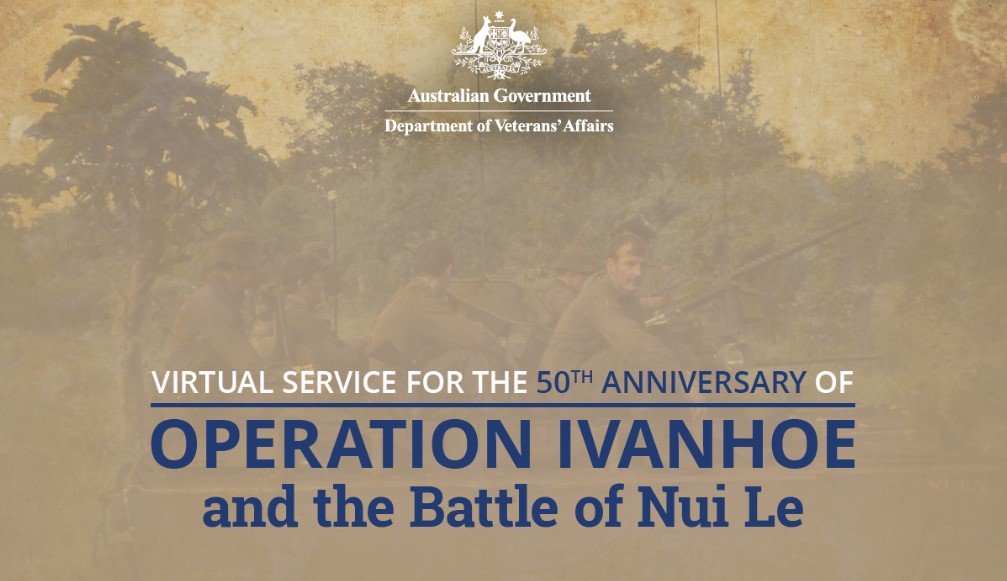 Image with DVA crest and title saying Operation Ivanhoe virtual service