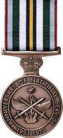 Bronze medal that with inscribed words 'Anniversary of National Service 1951-1972'