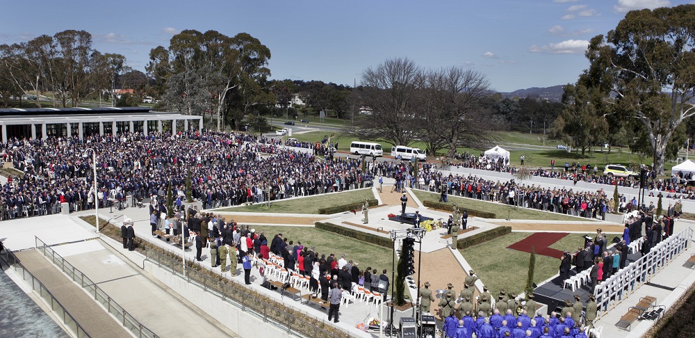 Around two thousand people gathered around small low-lying stone memorial