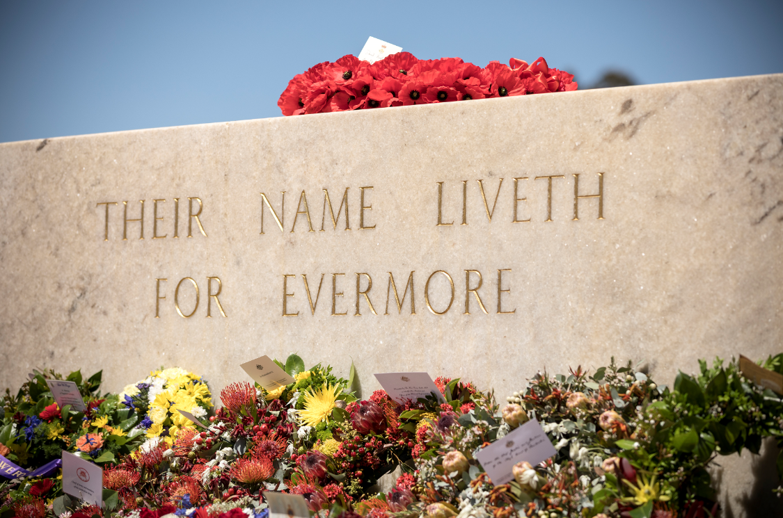 Stone wall inscribe with 'Their name liveth for evermore', with wreaths