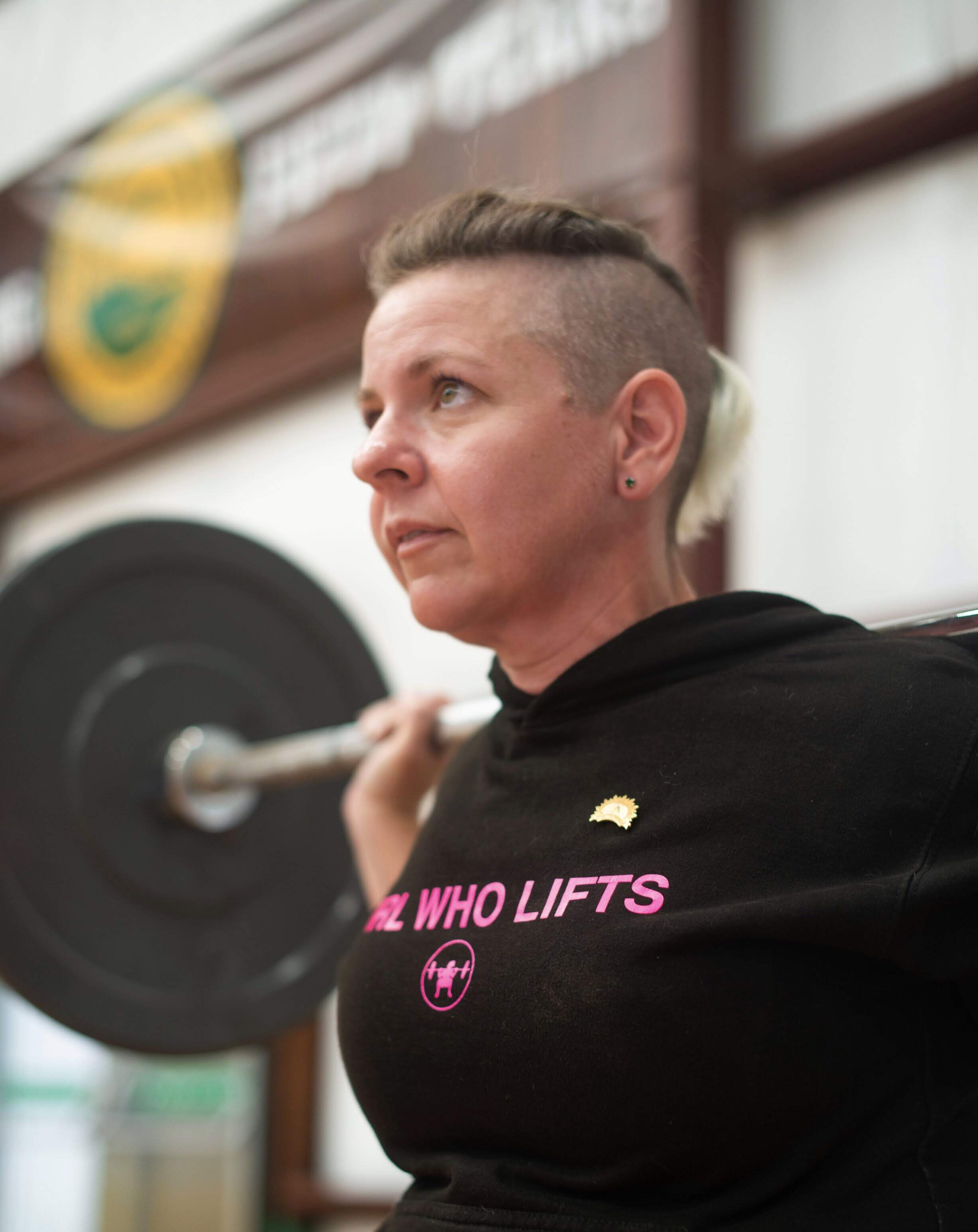 Woman powerlifting