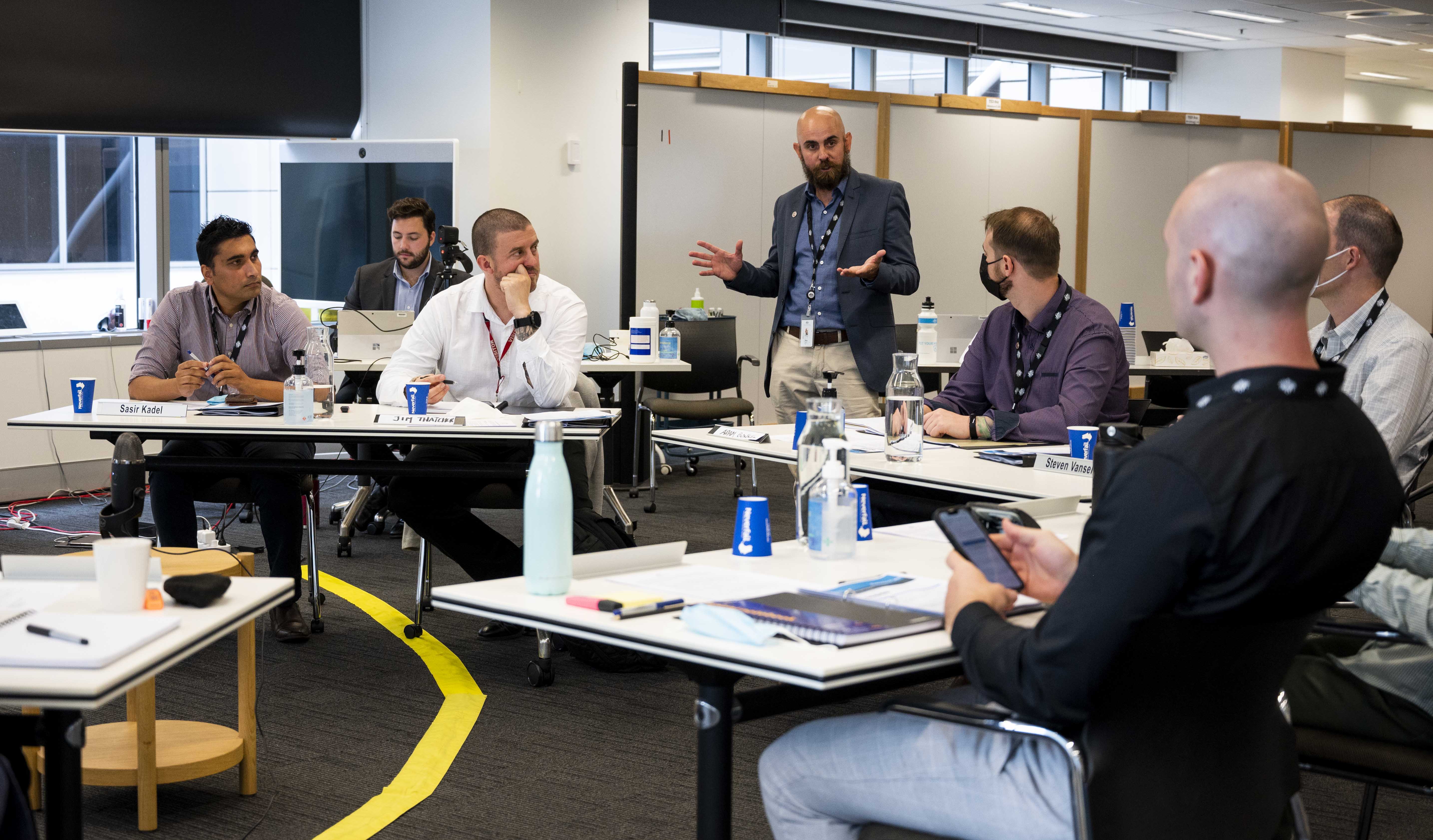 DVA Assistant Director and Veterans Employment Pathways coordinator, Mick Barnes talking to the group about his transition experience from ADF to APS. 