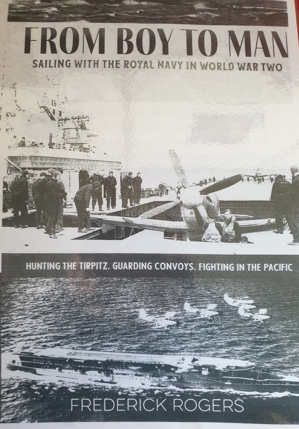 Book cover showing aircraft carrier from the air