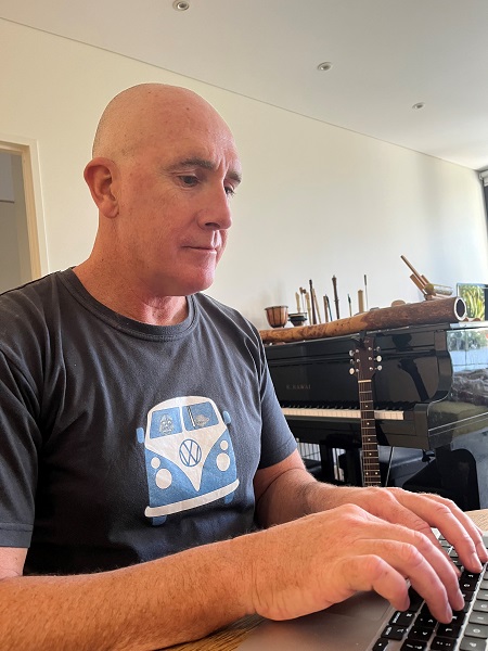 Middle-aged man at computer keyboard