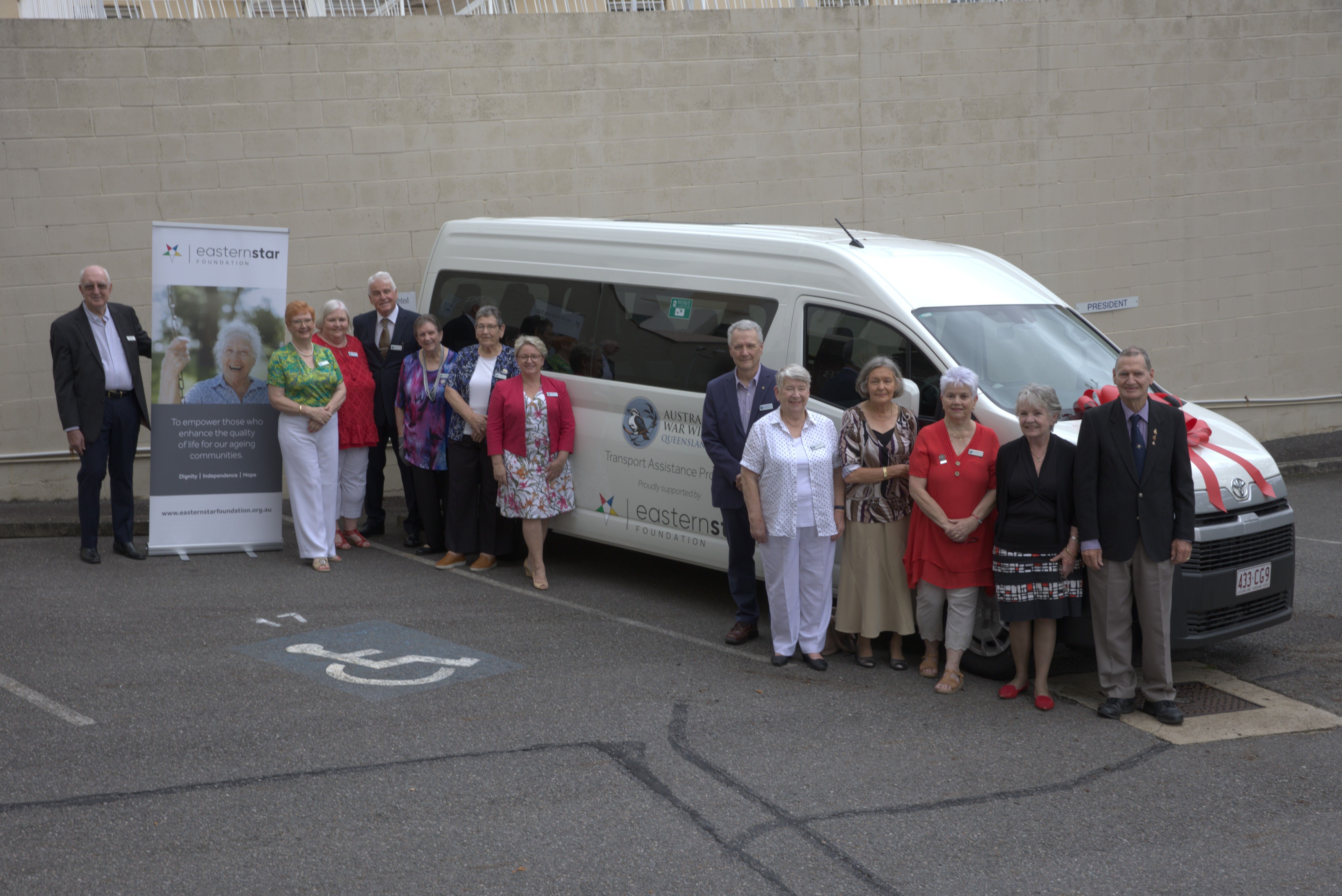 Directors of Australian War Widows Queensland and Eastern Star Foundation (ESF) at the unveiling of the new minivan funded through an ESF grant.