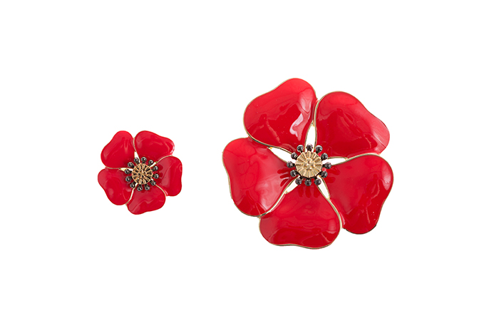 Memorial poppy brooches, small and large