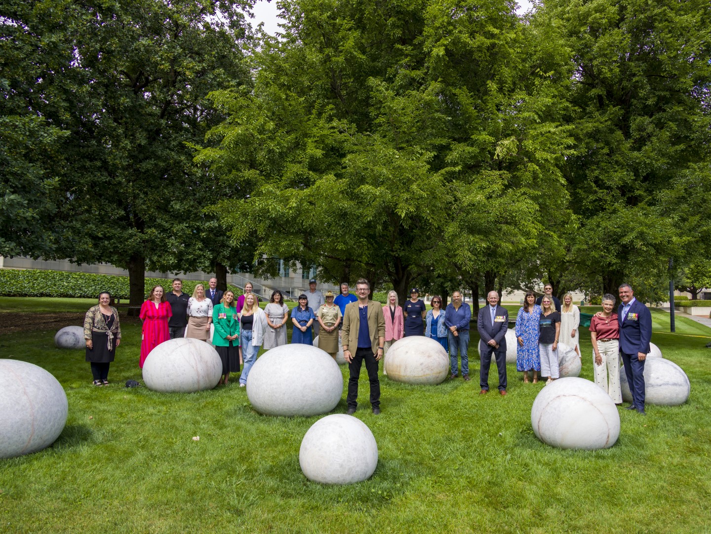 Sculptor Alex Seton and guests at the dedication of For Every Drop Shed in Anguish