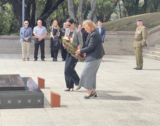 Laying a wreath at the Tomb of the Unknown Warrior