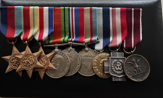 Private Gorrie’s medals; the 2 Polish awards are on the far right. 