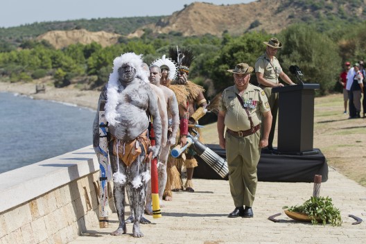 •	Australian Army soldiers of Aboriginal and Torres Strait descent conduct the Honouring Warrior Spirits ceremony during the Centenary of the August 1915 Offensive on Gallipoli, 6 August 2015. (Image: Defence)