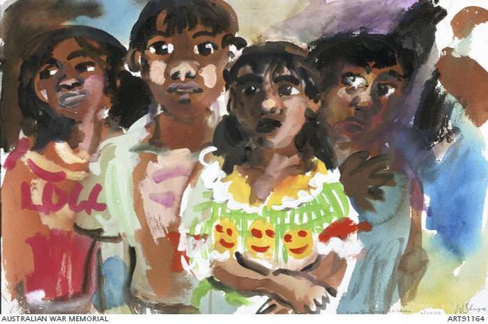 A watercolour image of East Timorese children