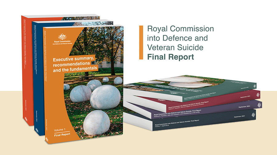 Publication cover for the Royal Commission into Defence and Veteran Suicide Final Report