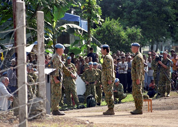 troops preparing for a ceremony