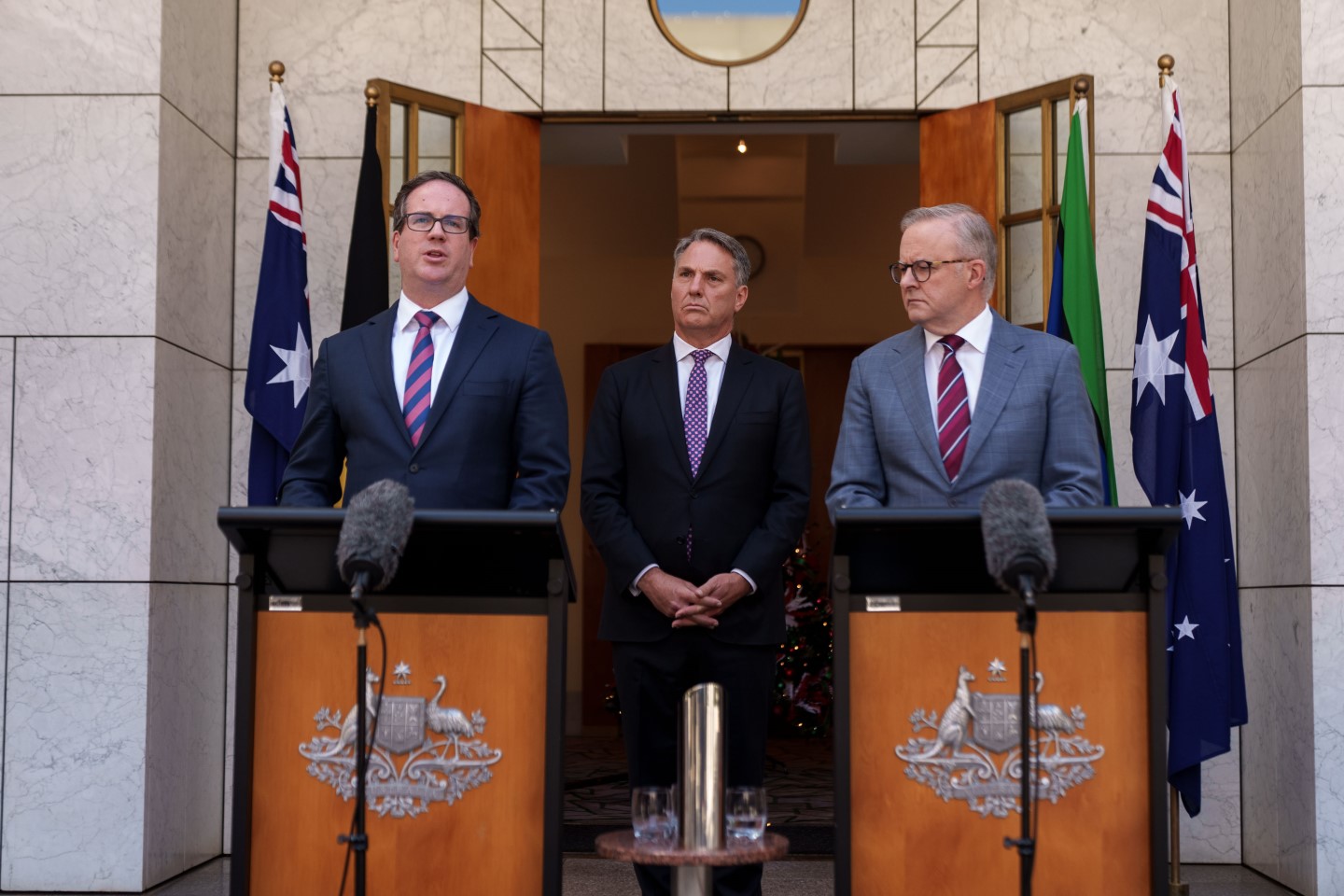 Minister Matt Keogh announcing the Government’s response to the Royal Commission with the Prime Minister and Minister for Defence.