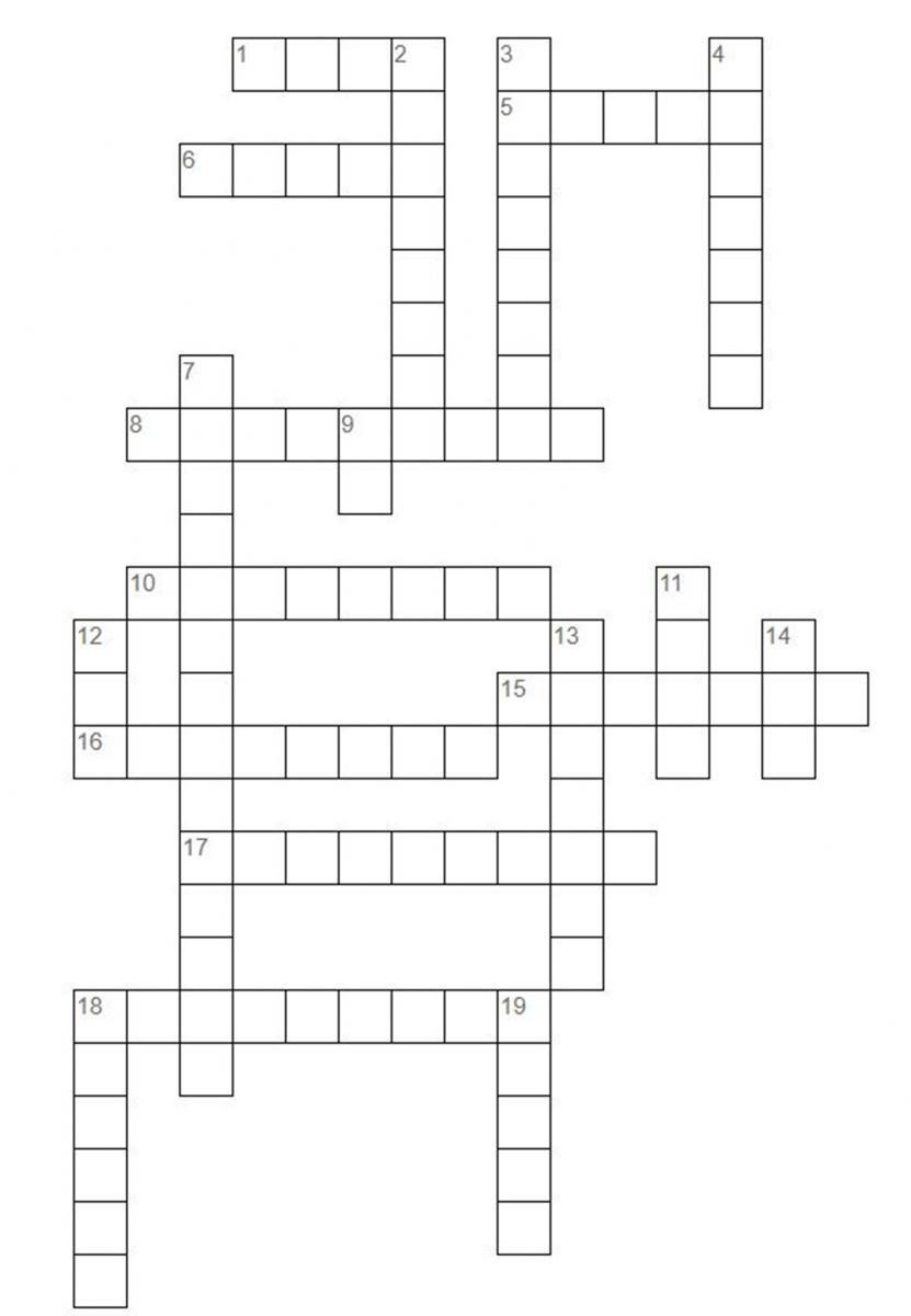 An empty crossword puzzle