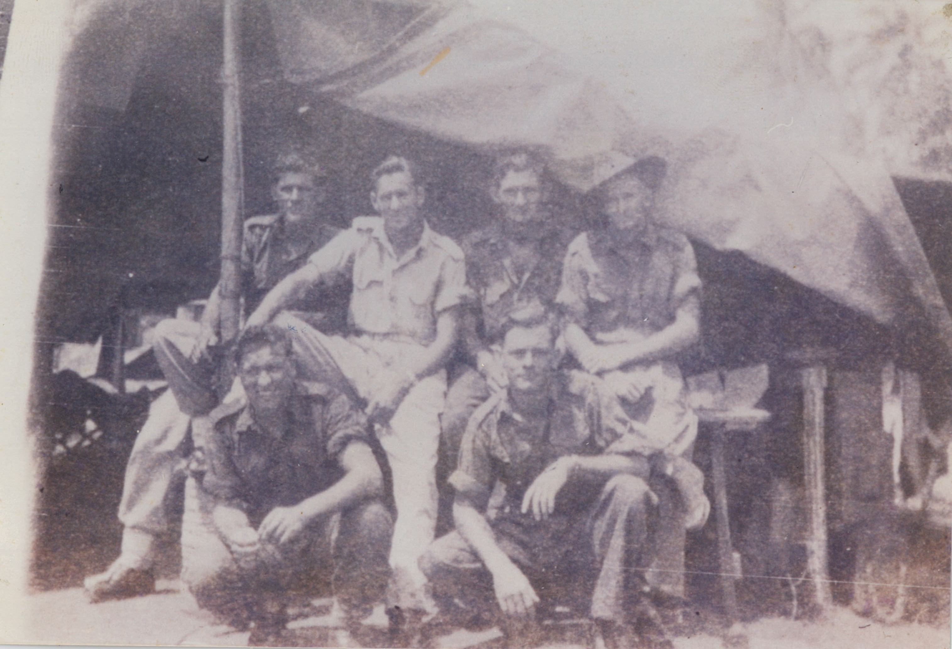 Private Fred Bainbridge (front row, far left) with fellow diggers in Rabaul