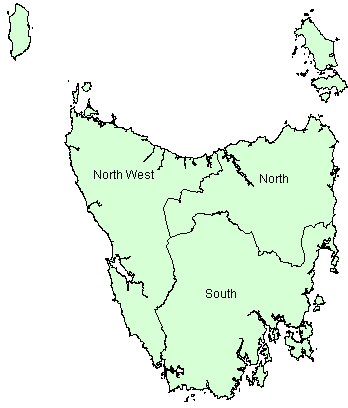 Map of VHC regions in Tasmania