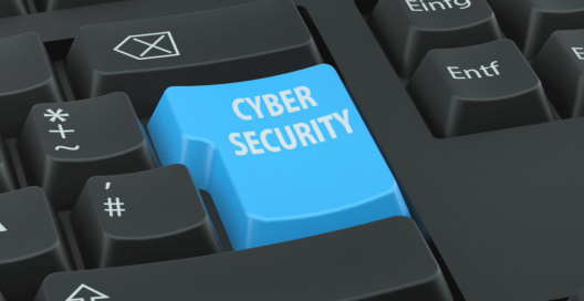 Stock photo of computer keyboard with button saying cyber security